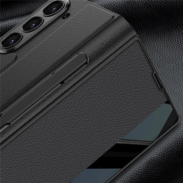 GKK For Samsung Galaxy Z Fold6 5G Stand Case Pen Slot PC+PU Flip Phone Cover with Screen Film