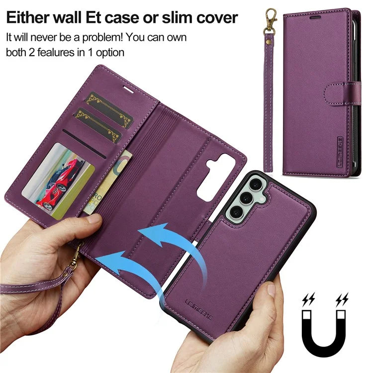 LC.IMEEKE L2 Series for Samsung Galaxy A15 4G / 5G Case PU Leather Wallet Detachable Magnetic Phone Cover
