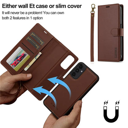LC.IMEEKE L2 Series for Samsung Galaxy A14 5G Case PU Leather Wallet Detachable Magnetic Phone Cover
