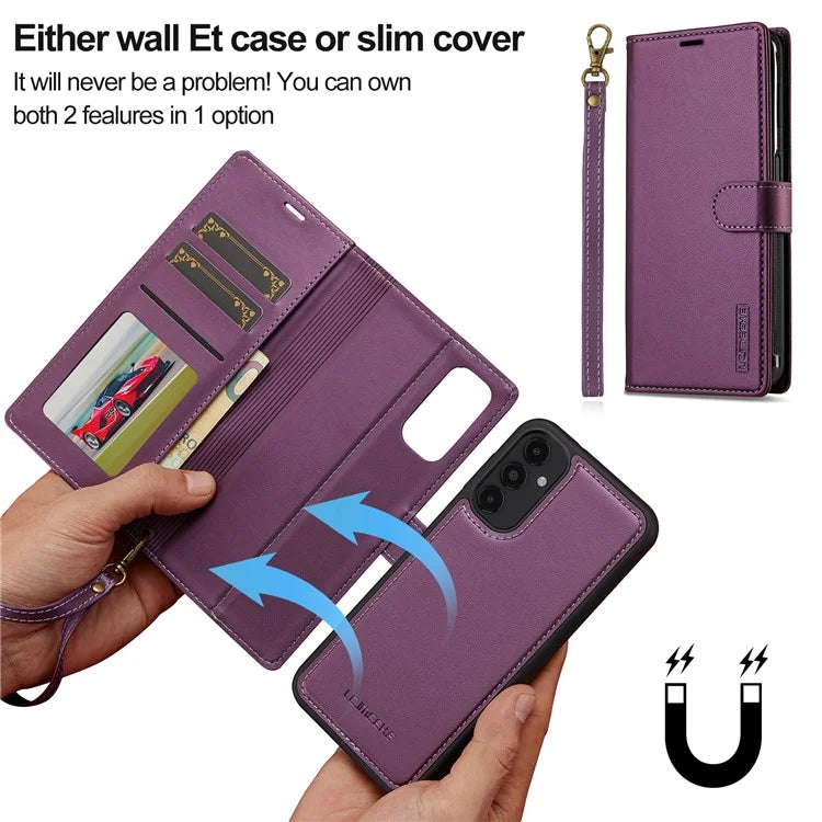 LC.IMEEKE L2 Series for Samsung Galaxy A34 5G Case PU Leather Wallet Detachable Magnetic Phone Cover