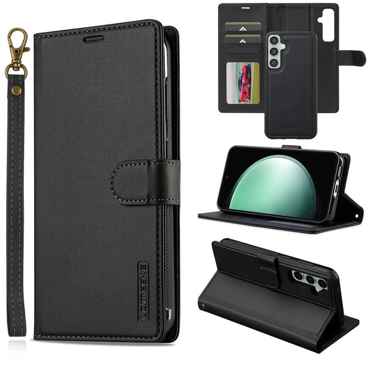 LC.IMEEKE L2 Series for Samsung Galaxy S24 FE Case PU Leather Wallet Detachable Magnetic Phone Cover
