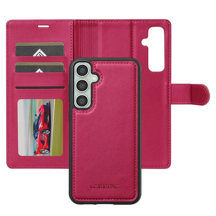 LC.IMEEKE L2 Series for Samsung Galaxy S24 FE Case PU Leather Wallet Detachable Magnetic Phone Cover