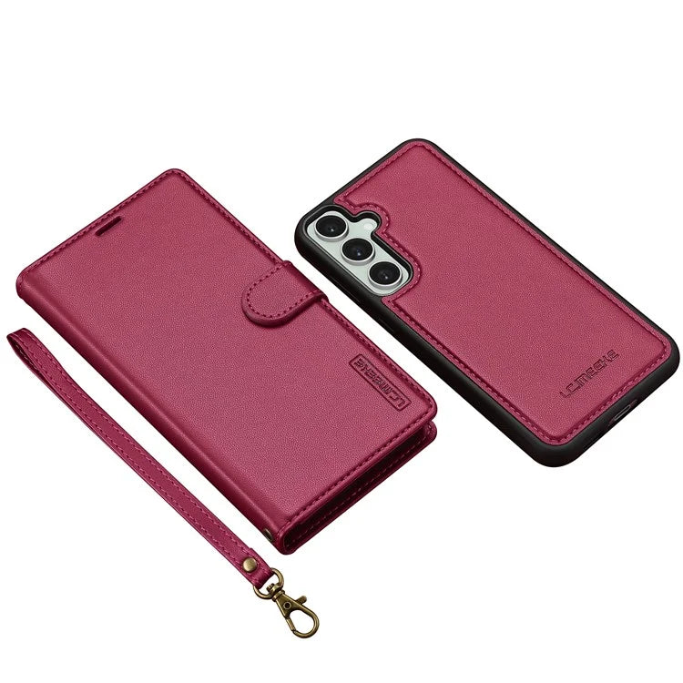 LC.IMEEKE L2 Series for Samsung Galaxy S24 FE Case PU Leather Wallet Detachable Magnetic Phone Cover