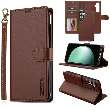 LC.IMEEKE L2 Series for Samsung Galaxy S24 FE Case PU Leather Wallet Detachable Magnetic Phone Cover