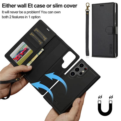LC.IMEEKE L2 Series for Samsung Galaxy S23 Ultra Case PU Leather Wallet Detachable Magnetic Phone Cover