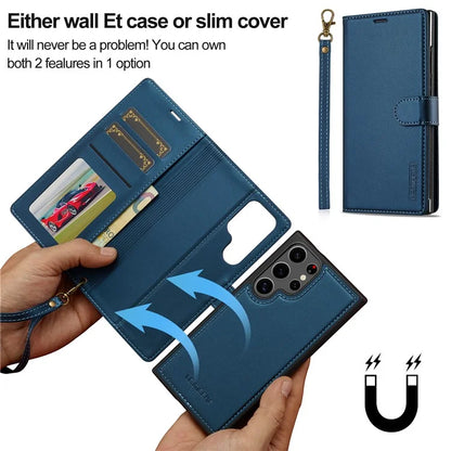 LC.IMEEKE L2 Series for Samsung Galaxy S23 Ultra Case PU Leather Wallet Detachable Magnetic Phone Cover