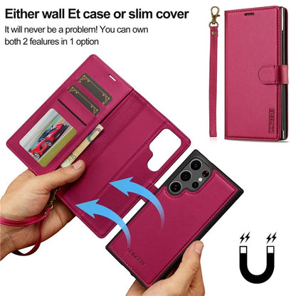 LC.IMEEKE L2 Series for Samsung Galaxy S23 Ultra Case PU Leather Wallet Detachable Magnetic Phone Cover