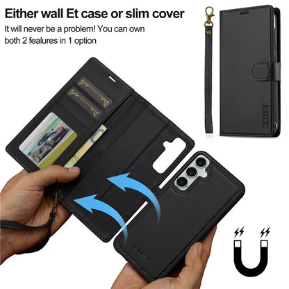 LC.IMEEKE L2 Series for Samsung Galaxy S24+ Case PU Leather Wallet Detachable Magnetic Phone Cover