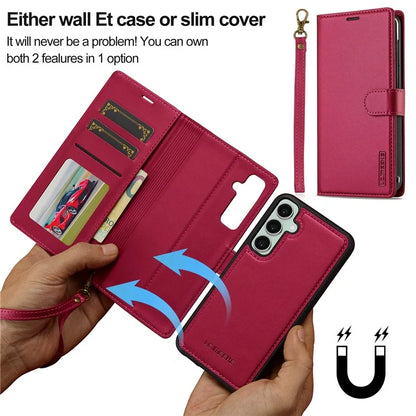 LC.IMEEKE L2 Series for Samsung Galaxy S24+ Case PU Leather Wallet Detachable Magnetic Phone Cover