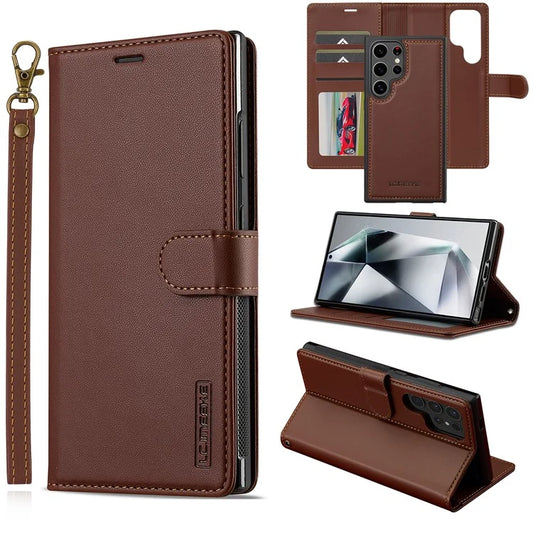 LC.IMEEKE L2 Series for Samsung Galaxy S24 Ultra Case PU Leather Wallet Detachable Magnetic Phone Cover