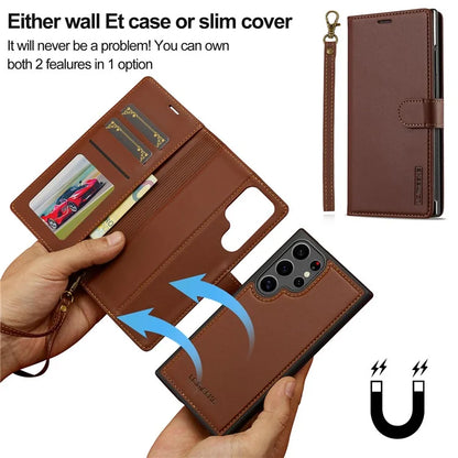 LC.IMEEKE L2 Series for Samsung Galaxy S24 Ultra Case PU Leather Wallet Detachable Magnetic Phone Cover