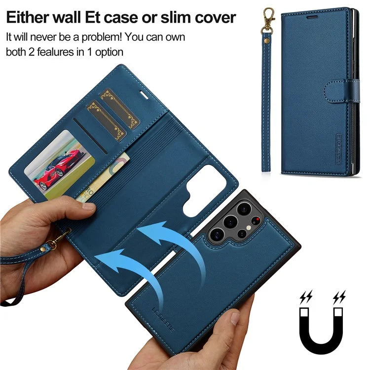 LC.IMEEKE L2 Series for Samsung Galaxy S24 Ultra Case PU Leather Wallet Detachable Magnetic Phone Cover