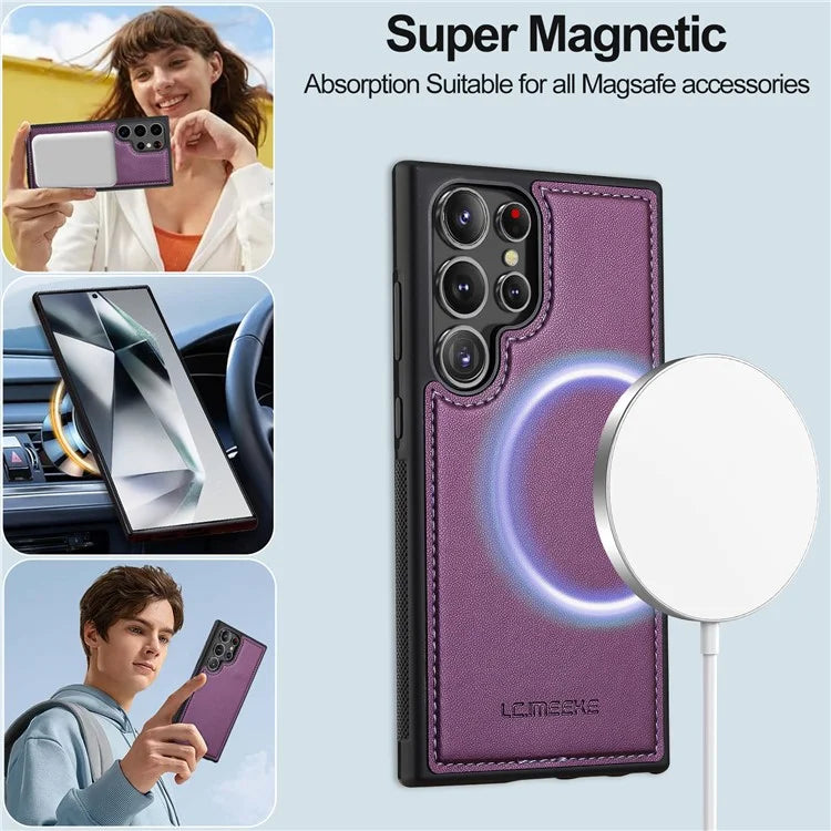 LC.IMEEKE L2 Series for Samsung Galaxy S24 Ultra Case PU Leather Wallet Detachable Magnetic Phone Cover