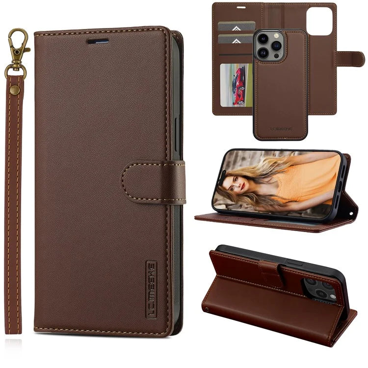 LC.IMEEKE L2 Series for iPhone 14 Pro Max Case PU Leather Wallet Detachable Magnetic Phone Cover