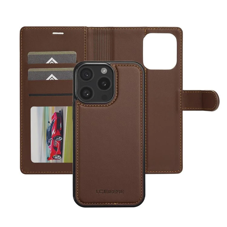 LC.IMEEKE L2 Series for iPhone 14 Pro Max Case PU Leather Wallet Detachable Magnetic Phone Cover