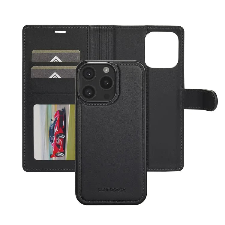 LC.IMEEKE L2 Series for iPhone 14 Pro Max Case PU Leather Wallet Detachable Magnetic Phone Cover
