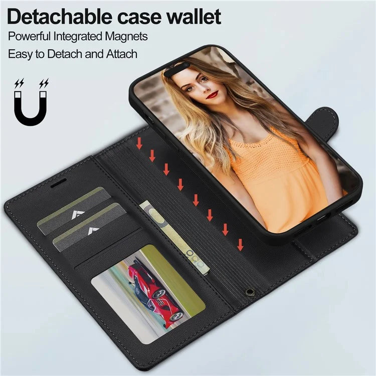 LC.IMEEKE L2 Series for iPhone 14 Pro Max Case PU Leather Wallet Detachable Magnetic Phone Cover