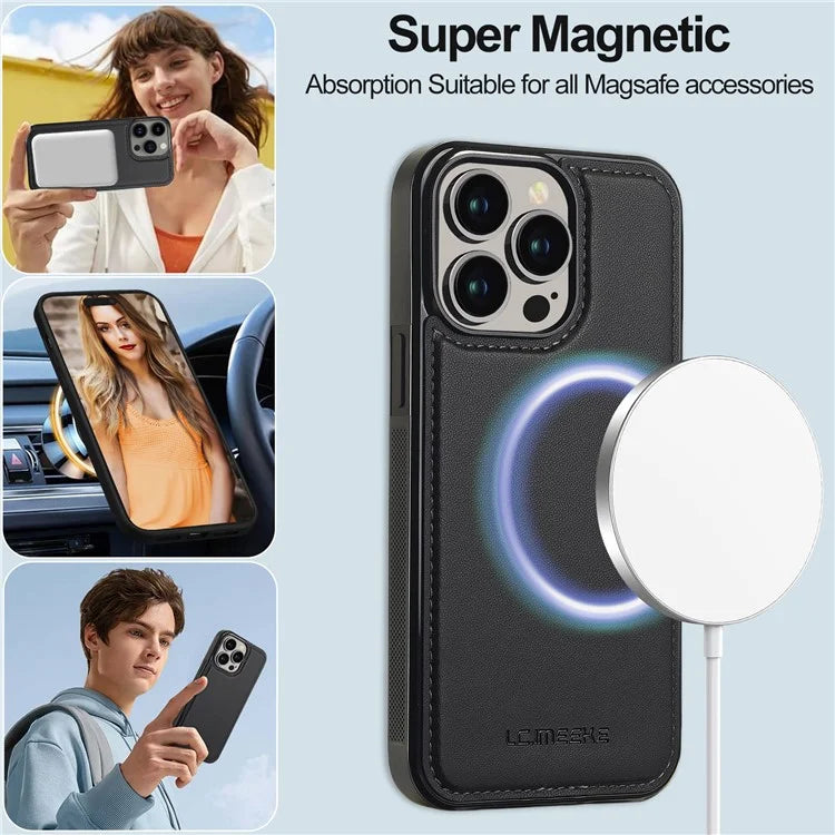 LC.IMEEKE L2 Series for iPhone 14 Pro Max Case PU Leather Wallet Detachable Magnetic Phone Cover