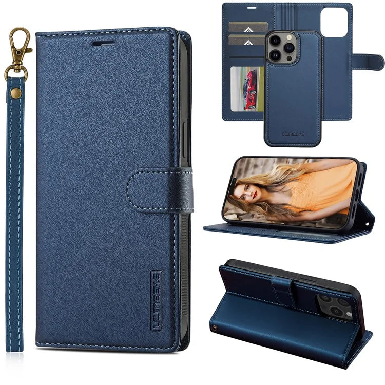 LC.IMEEKE L2 Series for iPhone 14 Pro Max Case PU Leather Wallet Detachable Magnetic Phone Cover