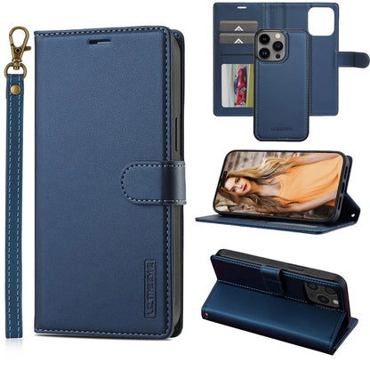 LC.IMEEKE L2 Series for iPhone 14 Pro Max Case PU Leather Wallet Detachable Magnetic Phone Cover