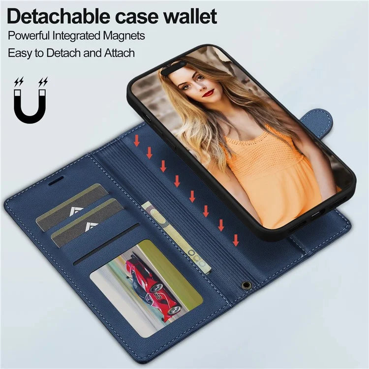 LC.IMEEKE L2 Series for iPhone 14 Pro Max Case PU Leather Wallet Detachable Magnetic Phone Cover