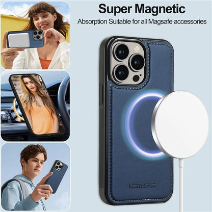 LC.IMEEKE L2 Series for iPhone 14 Pro Max Case PU Leather Wallet Detachable Magnetic Phone Cover