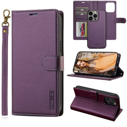 LC.IMEEKE L2 Series for iPhone 14 Pro Max Case PU Leather Wallet Detachable Magnetic Phone Cover