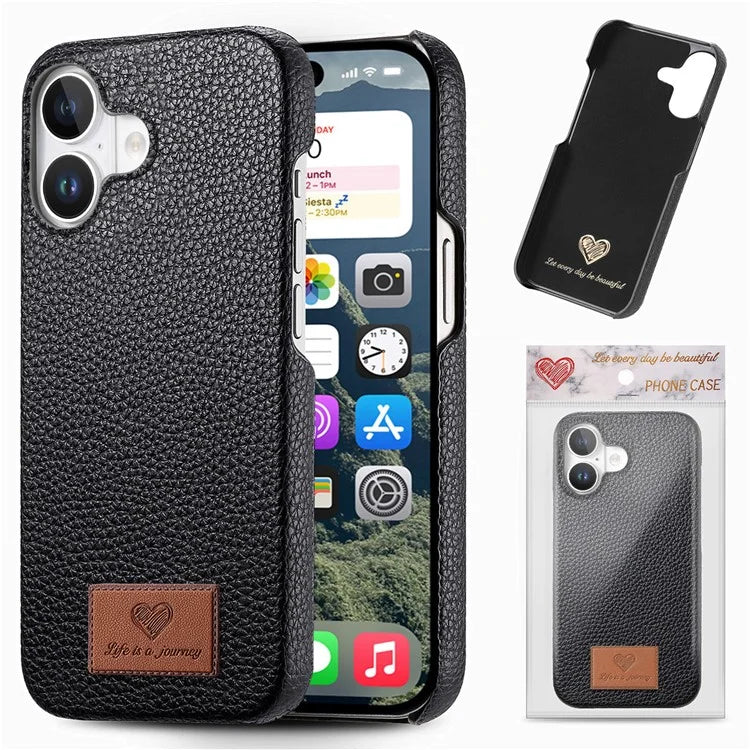 Y5 For iPhone 16 Plus Case Litchi Texture Leather+TPU Slim Phone Cover
