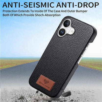 Y5 For iPhone 16 Plus Case Litchi Texture Leather+TPU Slim Phone Cover