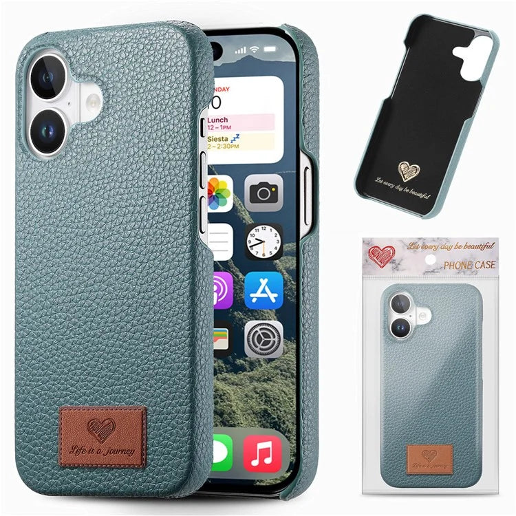 Y5 For iPhone 16 Plus Case Litchi Texture Leather+TPU Slim Phone Cover