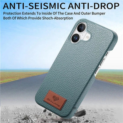 Y5 For iPhone 16 Plus Case Litchi Texture Leather+TPU Slim Phone Cover