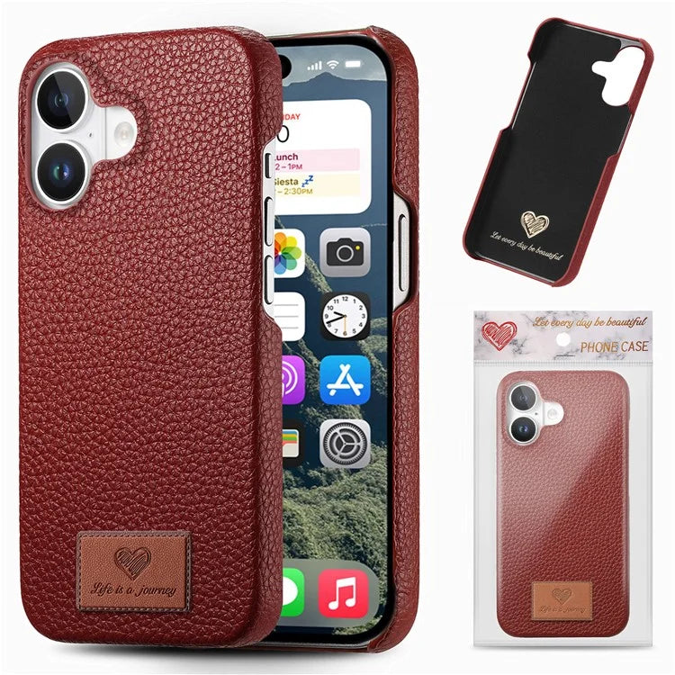 Y5 For iPhone 16 Plus Case Litchi Texture Leather+TPU Slim Phone Cover