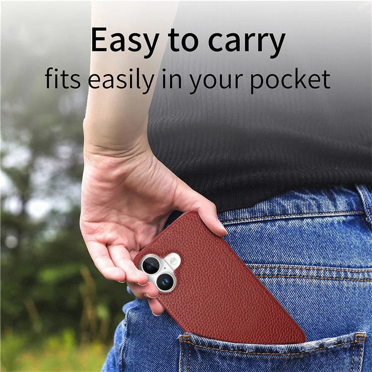 Y5 For iPhone 16 Plus Case Litchi Texture Leather+TPU Slim Phone Cover