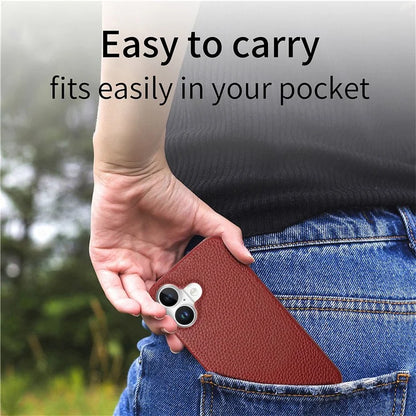 Y5 For iPhone 16 Plus Case Litchi Texture Leather+TPU Slim Phone Cover