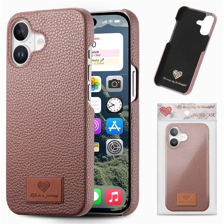 Y5 For iPhone 16 Plus Case Litchi Texture Leather+TPU Slim Phone Cover