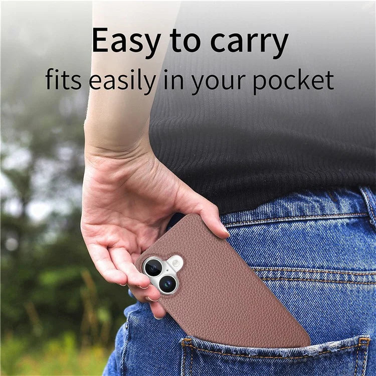 Y5 For iPhone 16 Plus Case Litchi Texture Leather+TPU Slim Phone Cover