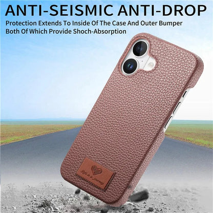 Y5 For iPhone 16 Plus Case Litchi Texture Leather+TPU Slim Phone Cover