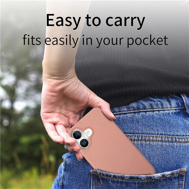 Y5 For iPhone 16 Plus Case Litchi Texture Leather+TPU Slim Phone Cover