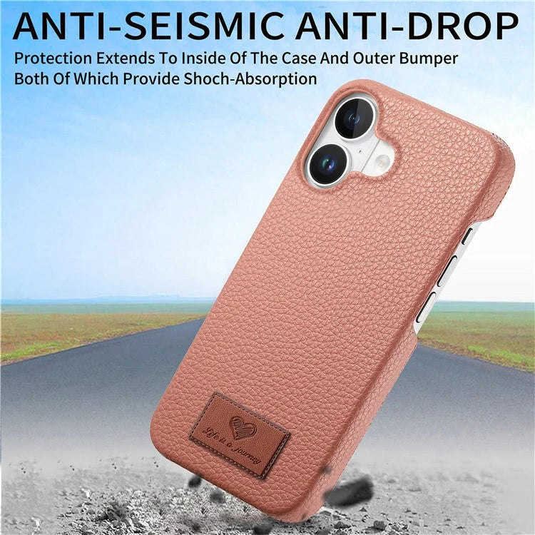 Y5 For iPhone 16 Plus Case Litchi Texture Leather+TPU Slim Phone Cover