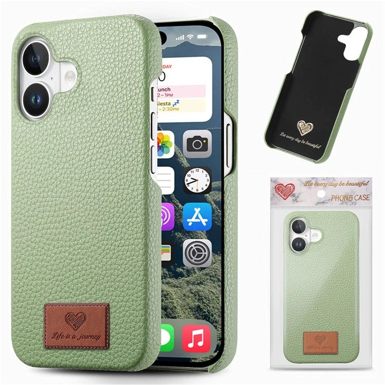Y5 For iPhone 16 Plus Case Litchi Texture Leather+TPU Slim Phone Cover
