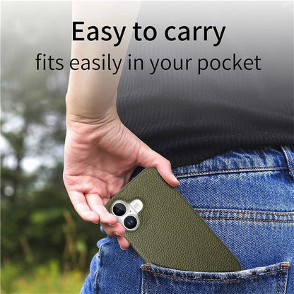 Y5 For iPhone 16 Plus Case Litchi Texture Leather+TPU Slim Phone Cover