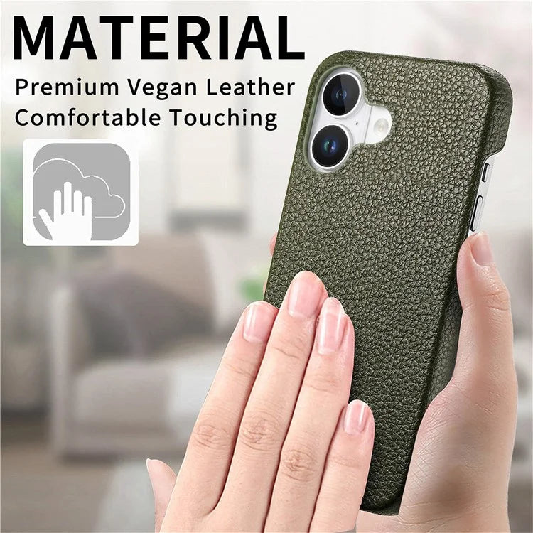 Y5 For iPhone 16 Plus Case Litchi Texture Leather+TPU Slim Phone Cover