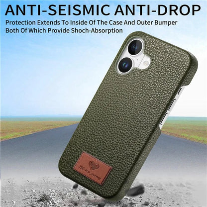 Y5 For iPhone 16 Plus Case Litchi Texture Leather+TPU Slim Phone Cover