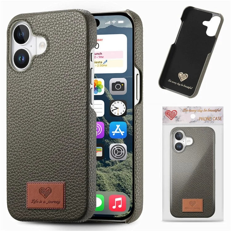 Y5 For iPhone 16 Plus Case Litchi Texture Leather+TPU Slim Phone Cover