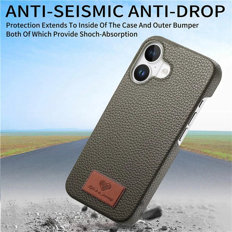 Y5 For iPhone 16 Plus Case Litchi Texture Leather+TPU Slim Phone Cover