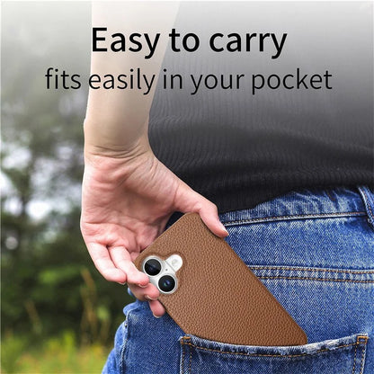 Y5 For iPhone 16 Plus Case Litchi Texture Leather+TPU Slim Phone Cover
