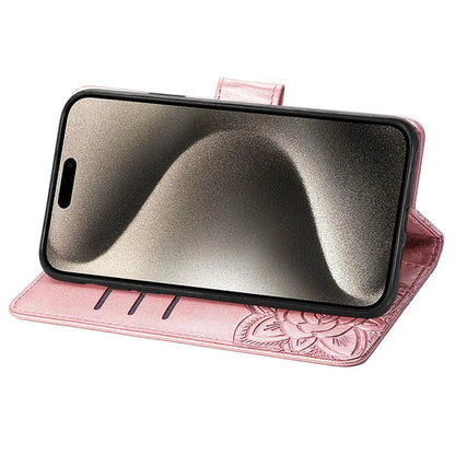 For iPhone 16 Pro Max Case PU Leather Wallet Phone Cover Butterfly Pattern