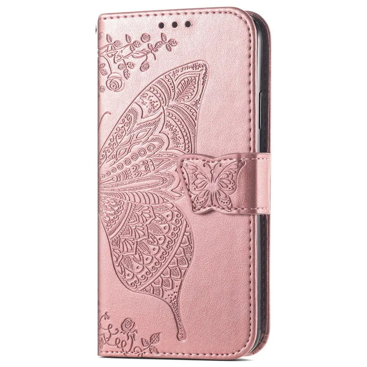 For iPhone 16 Pro Max Case PU Leather Wallet Phone Cover Butterfly Pattern