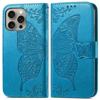 For iPhone 16 Pro Max Case PU Leather Wallet Phone Cover Butterfly Pattern