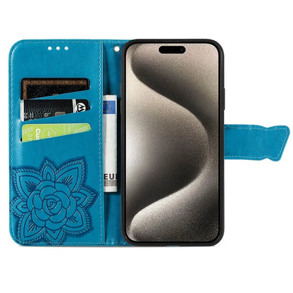 For iPhone 16 Pro Max Case PU Leather Wallet Phone Cover Butterfly Pattern
